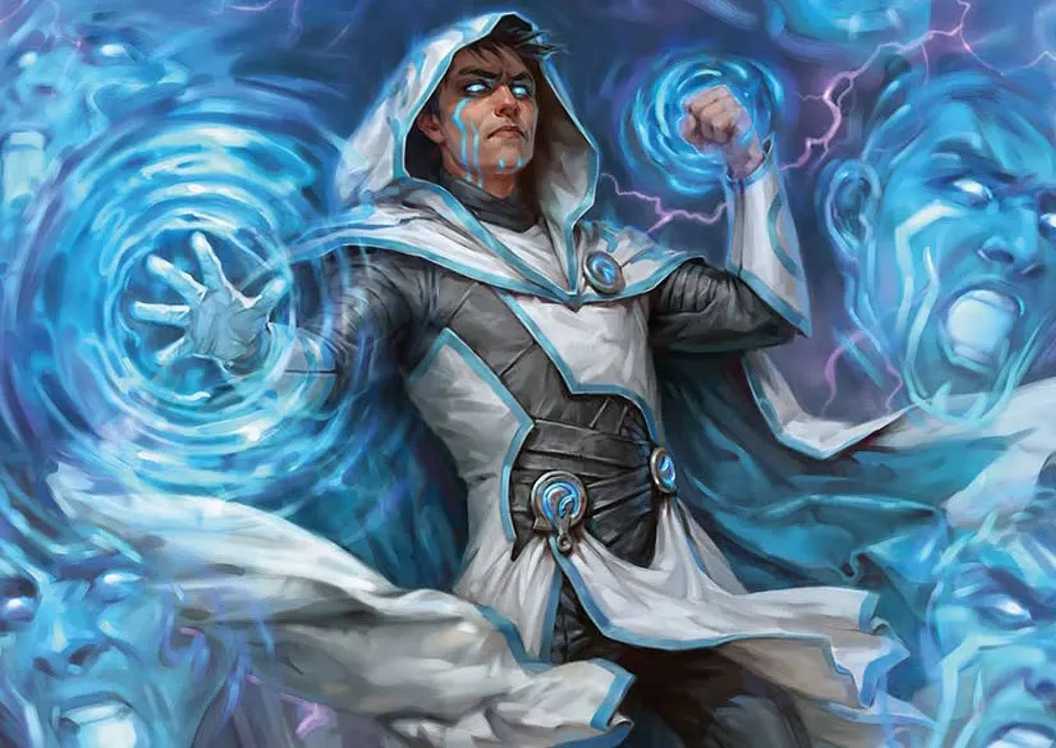 Art of Jace using magic surrounded by faces from Magic: The Gathering Reality Fracture