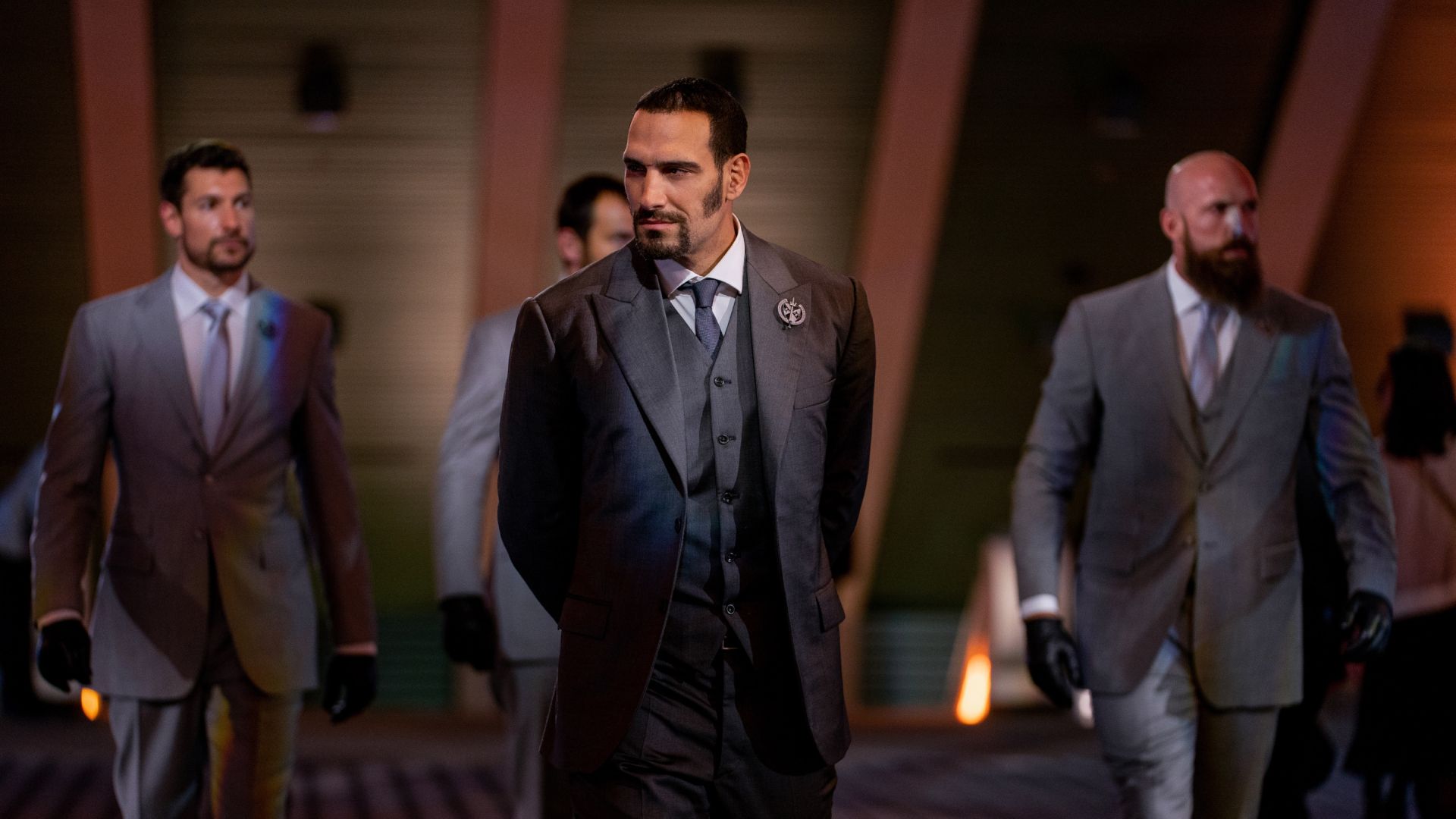Marko Zaror in front of henchmen from John Wick
