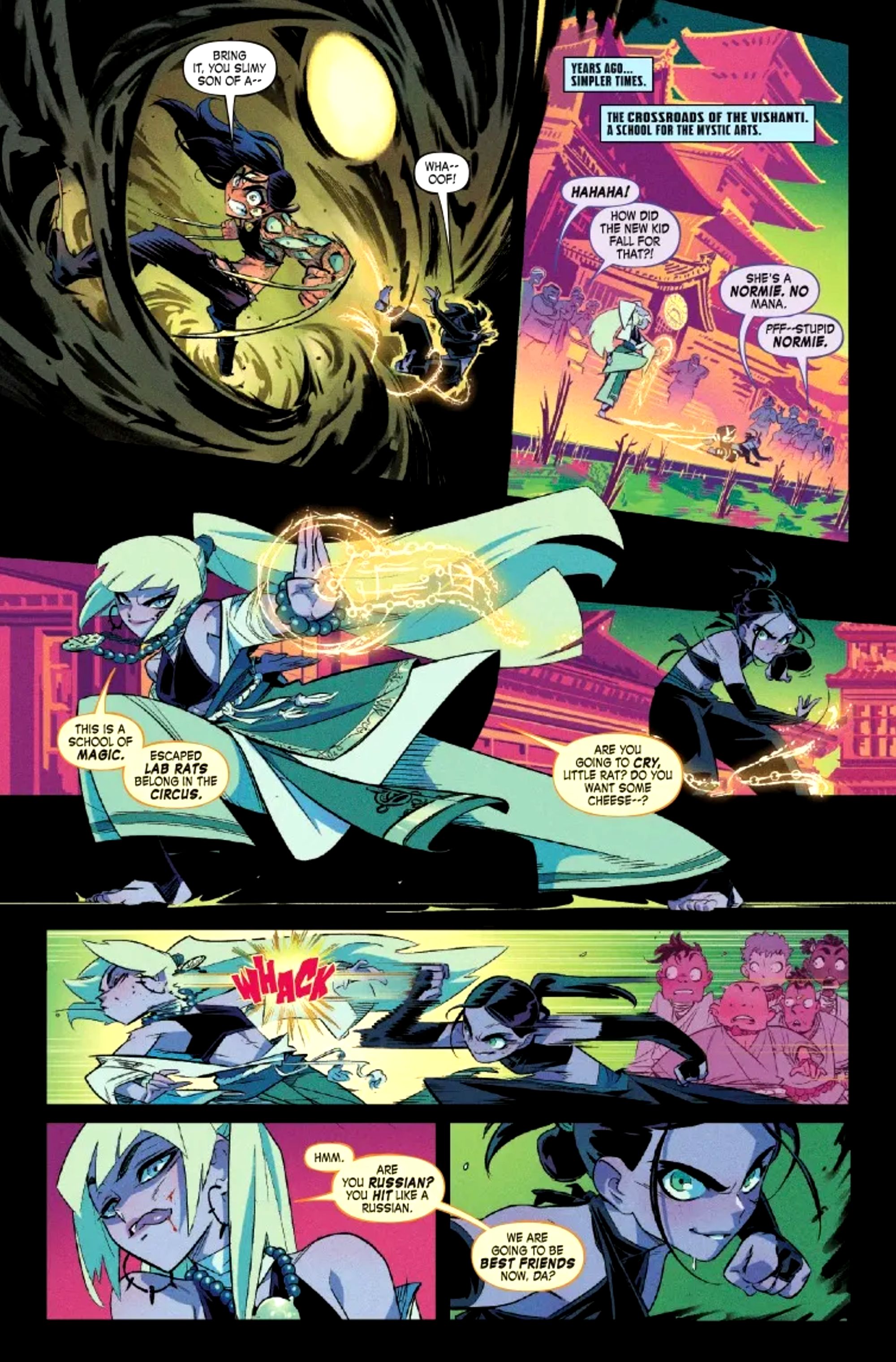 MARVEL MANGAVERSE WEB OF BLOOD 1 VISTA PREVIA, PÁGINA 5, QUE MUESTRA LA HISTORIA DE LA HIJA DE WOLVERINE, LAURA KINNEY