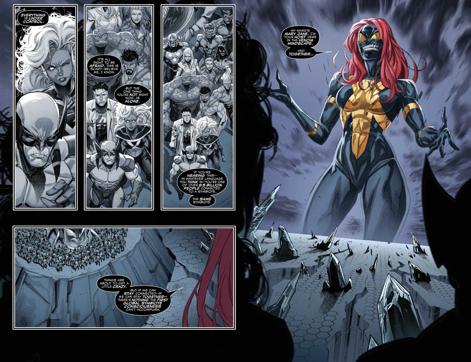 Mary Jane Watson welcomes the Marvel Universe to the Venom Mindscape in Queen in Black #4