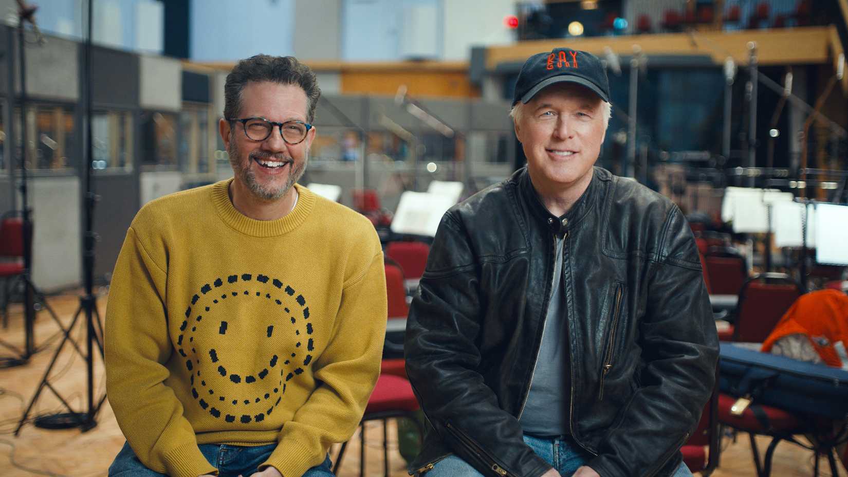 Michael Giacchino and Brad Bird posing for Ray Gunn