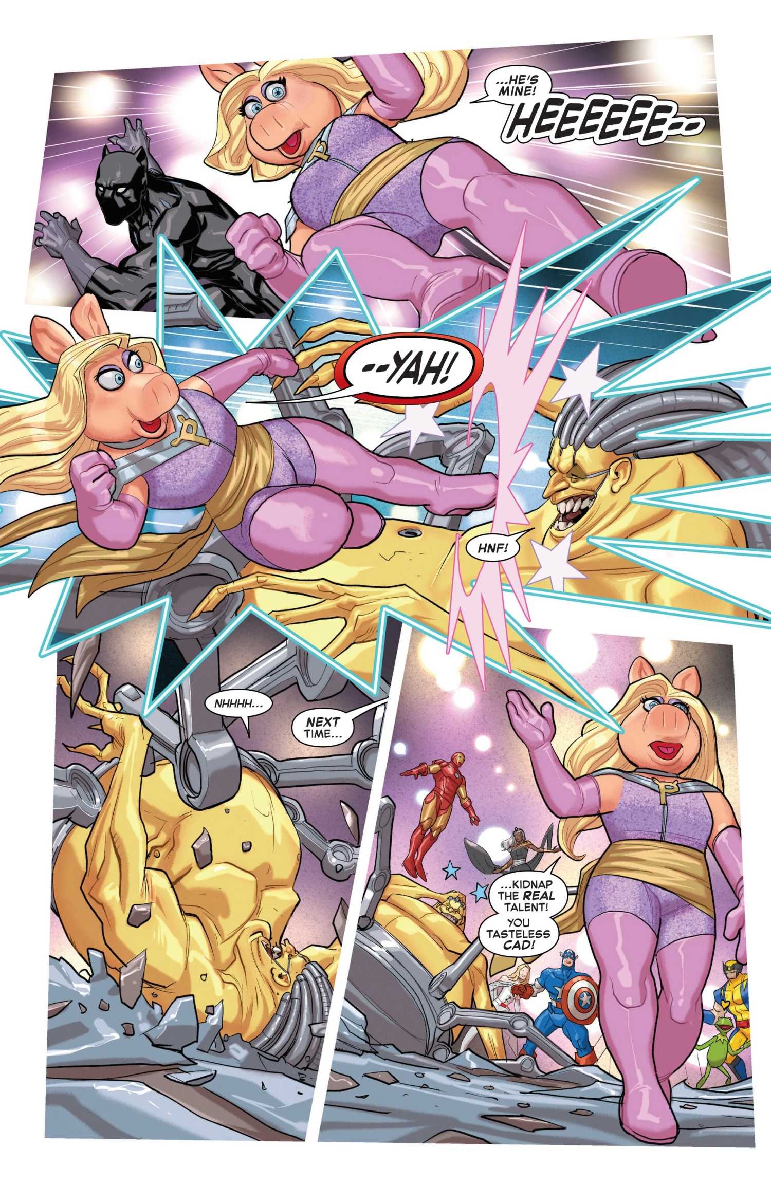 Miss Piggy defeats Mojo in The Muppets Take the Marvel Universe