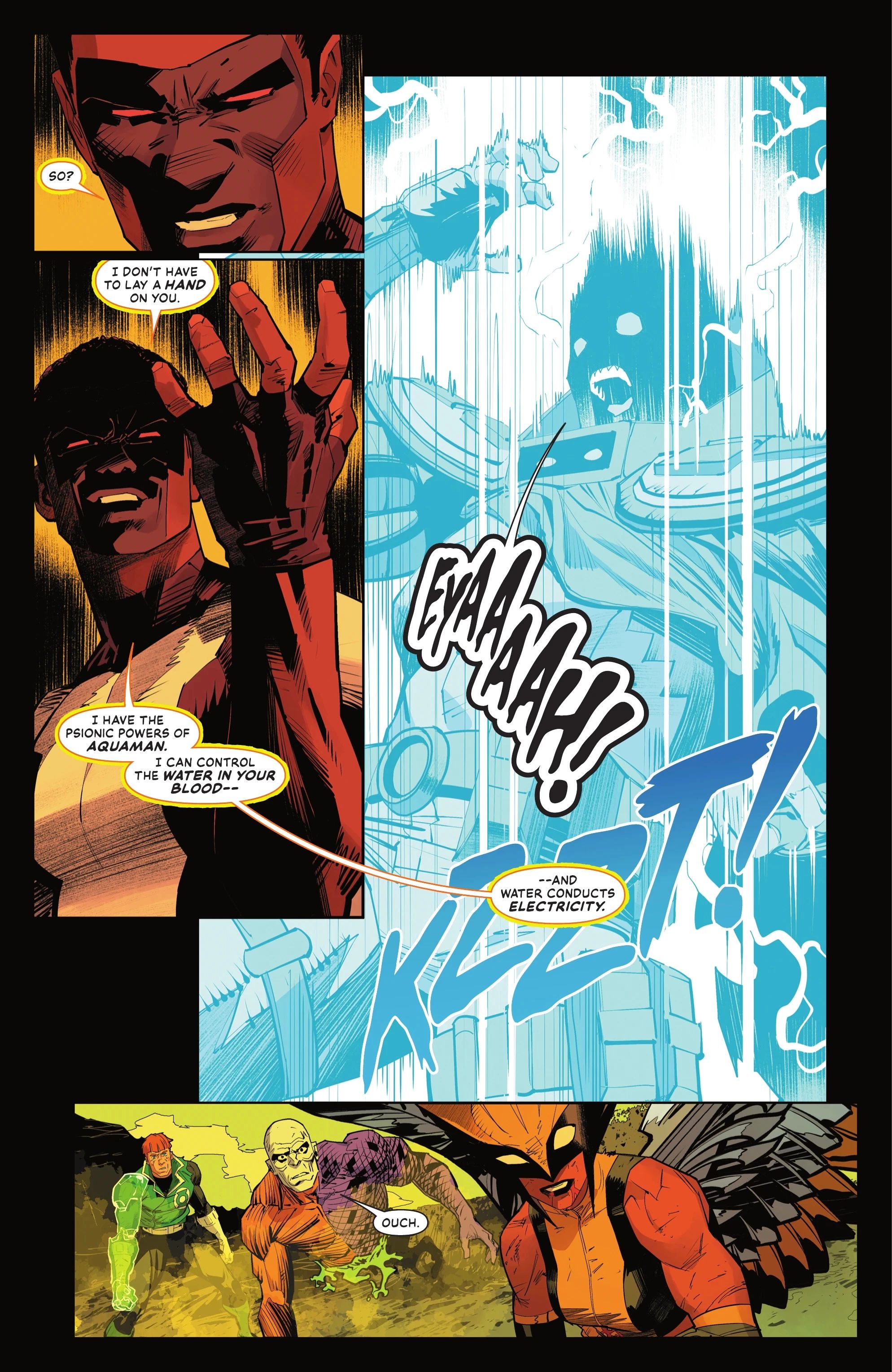 Mister Terrific kills an enemy with water in Justice League Unlimited #23
