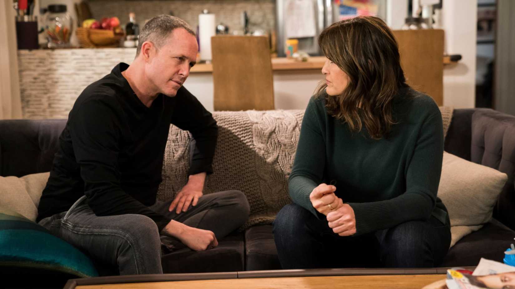 Cassidy talking to Benson in Law & Order: SVU season 19