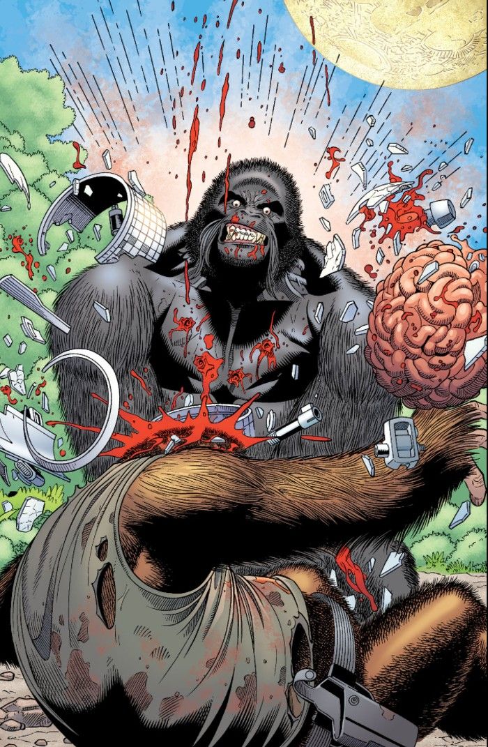 Grodd smashing Brain over Monsieur Mallah's head.