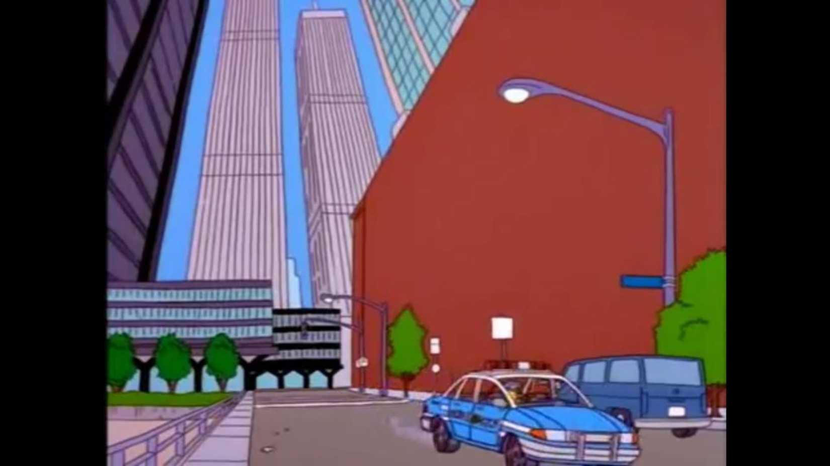 The Twin Towers in The Simpsons season 9, episode 1 "The City of New York vs. Homer Simpson"