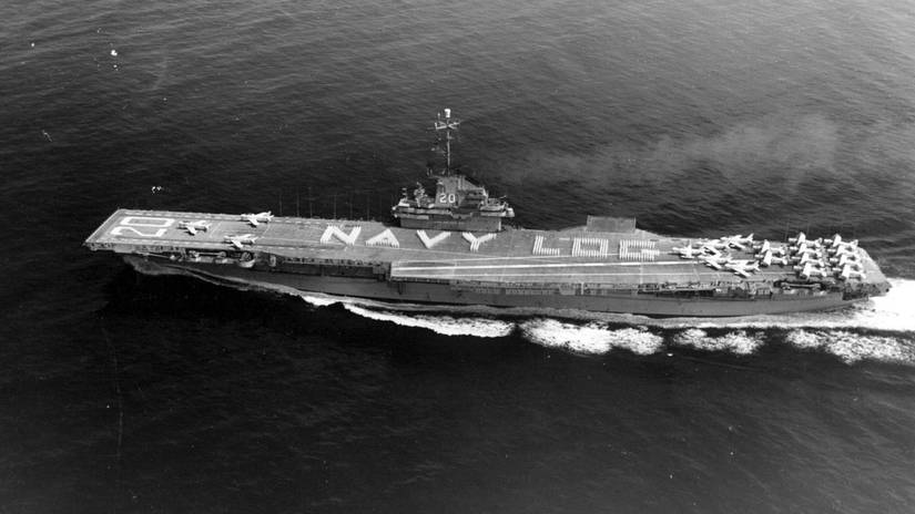 Navy Log title image on an aircraft carrier boat