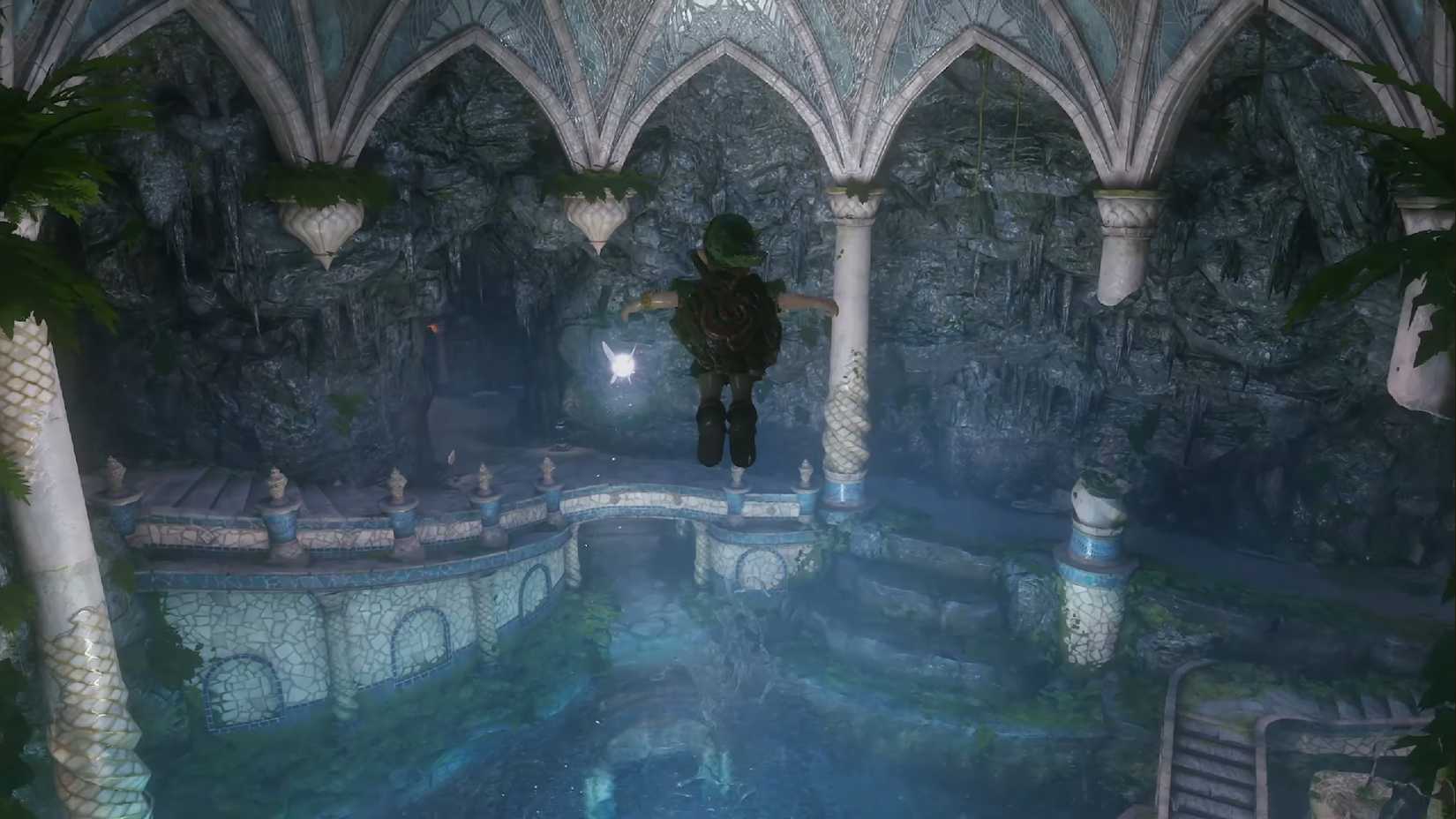 Ocarina of Time Remake Link diving in Zora's Domain