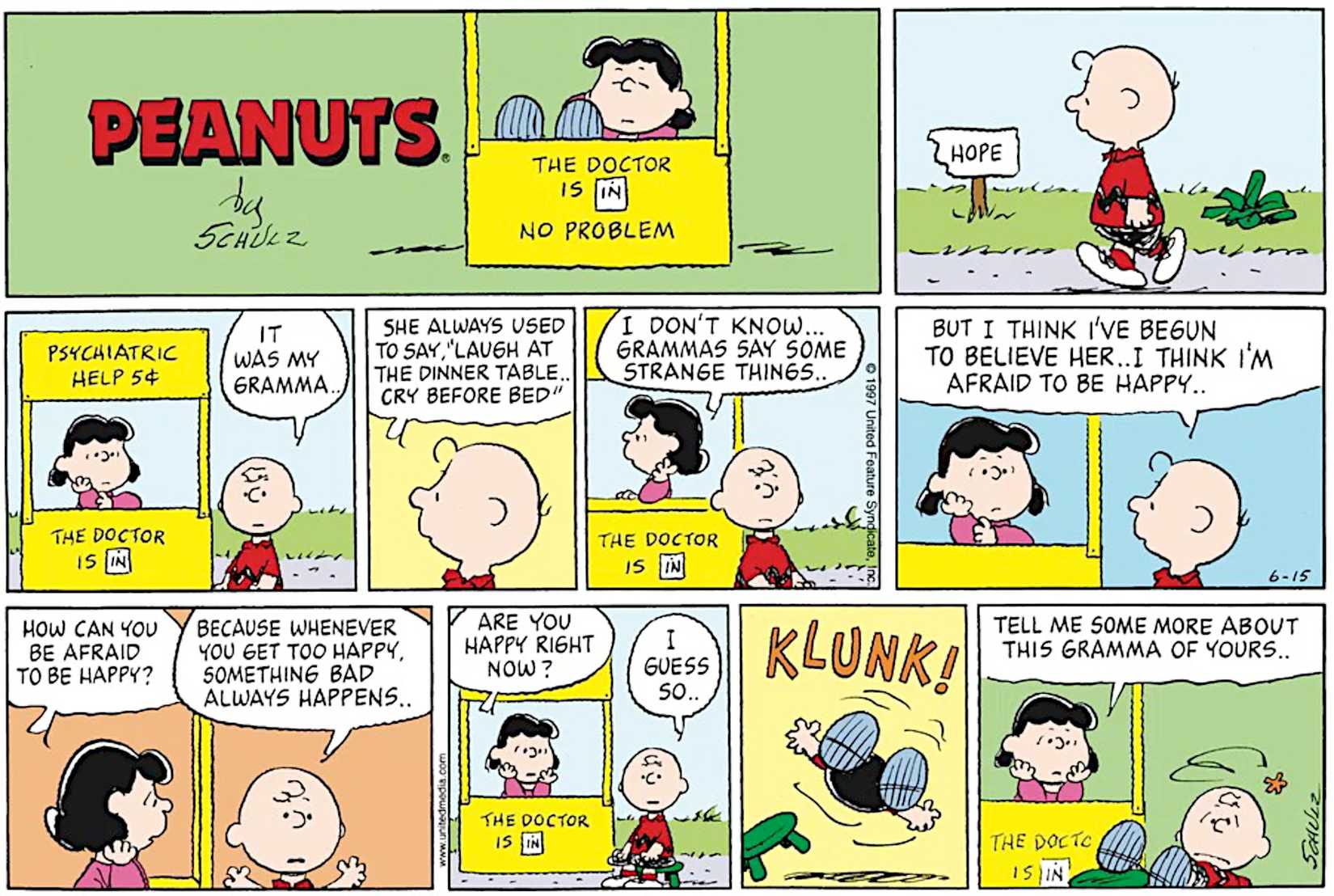 Peanuts Charlie Brown Grief quote June 15 1997