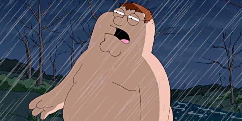 Peter escaping in the rain in Family Guy-2