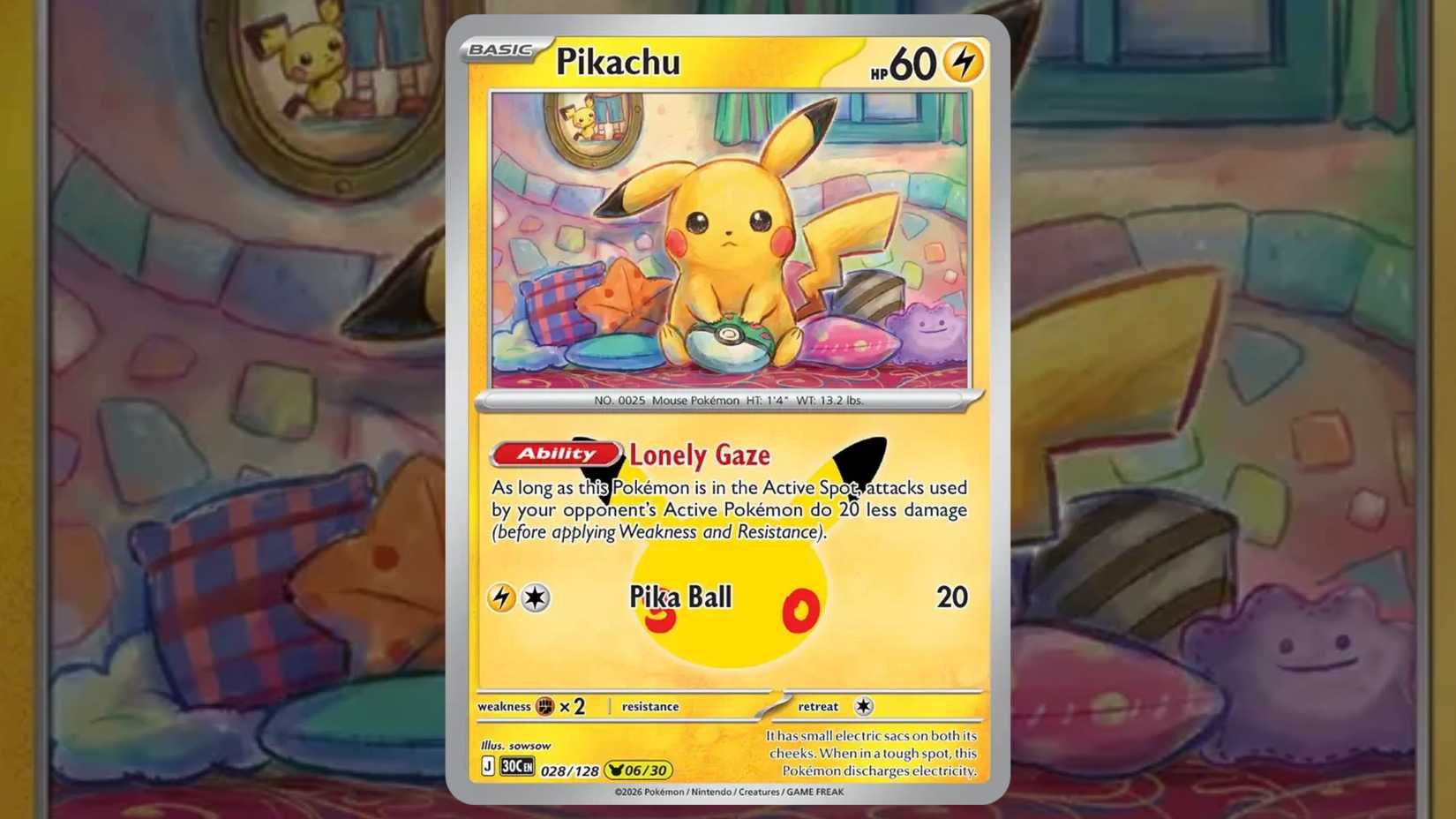 Pikachu card 028 from the Pokemon 30th collection