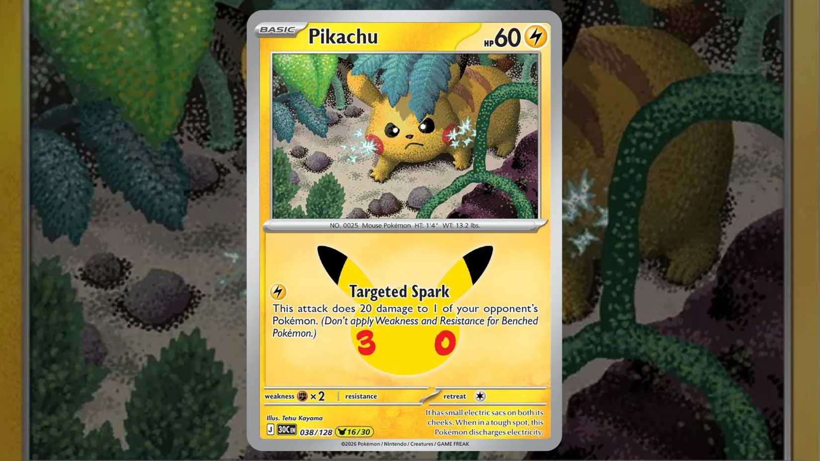 Pikachu card 038 from the Pokemon 30th collection