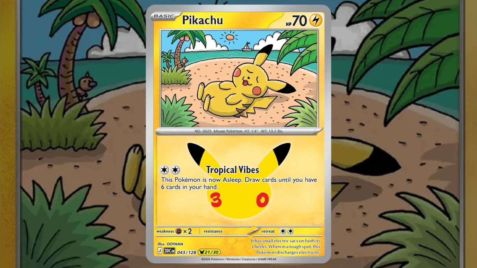Pikachu card 043 from the Pokemon 30th collection