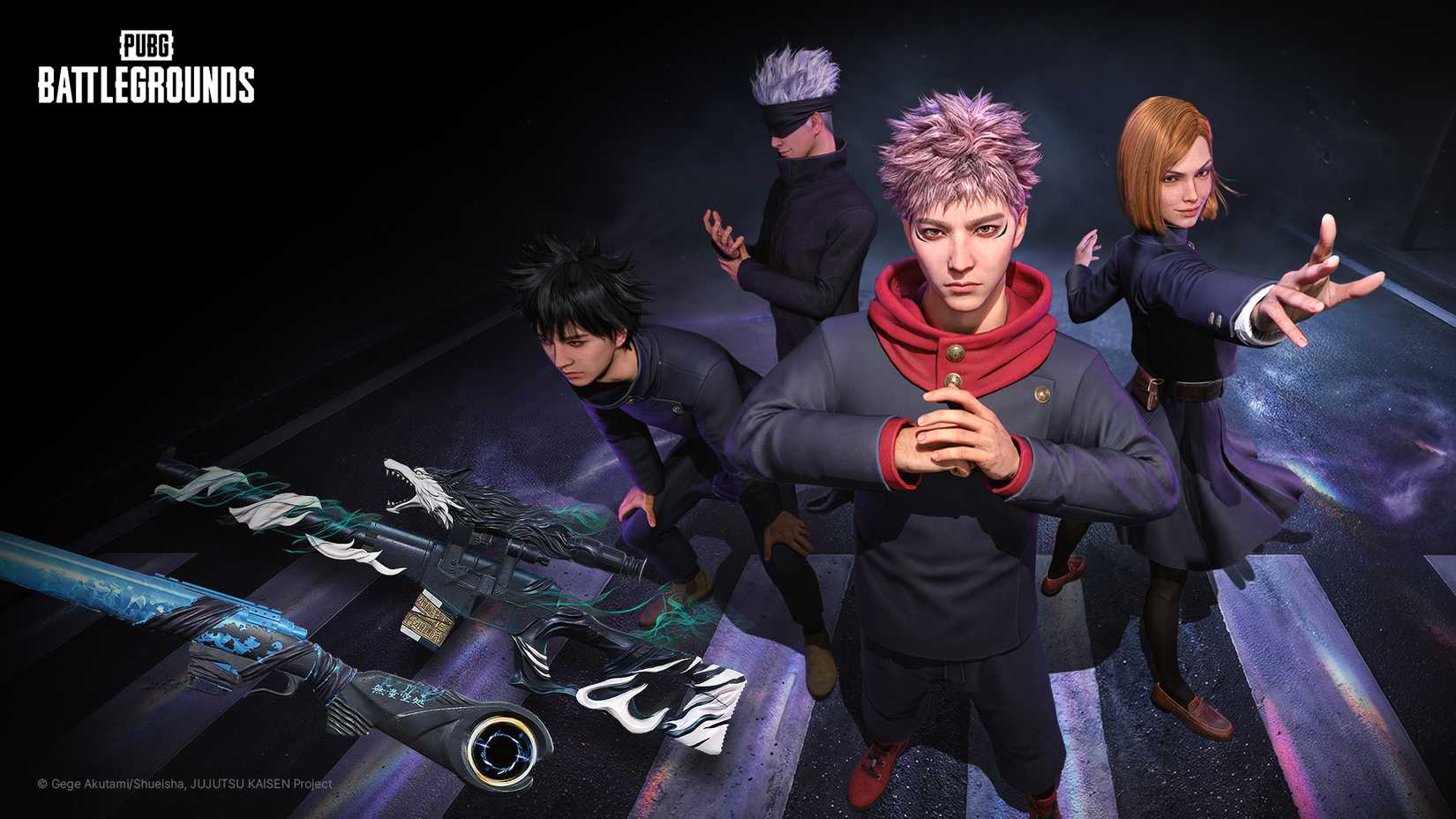 PUBG Jujutsu Kaisen characters in a collab promo image