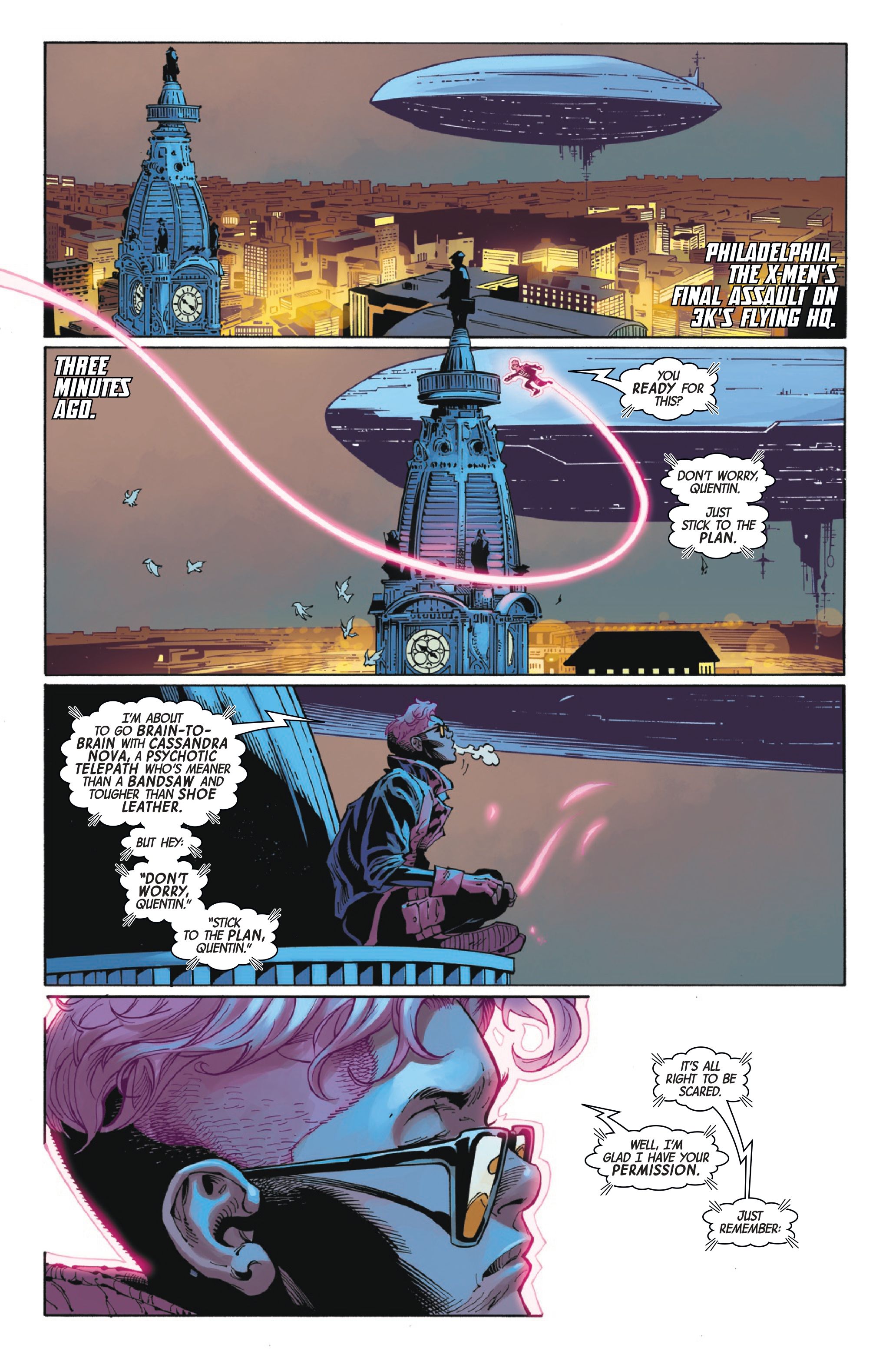Quentin Quire prepares to fight Cassandra Nova in X-Men #37