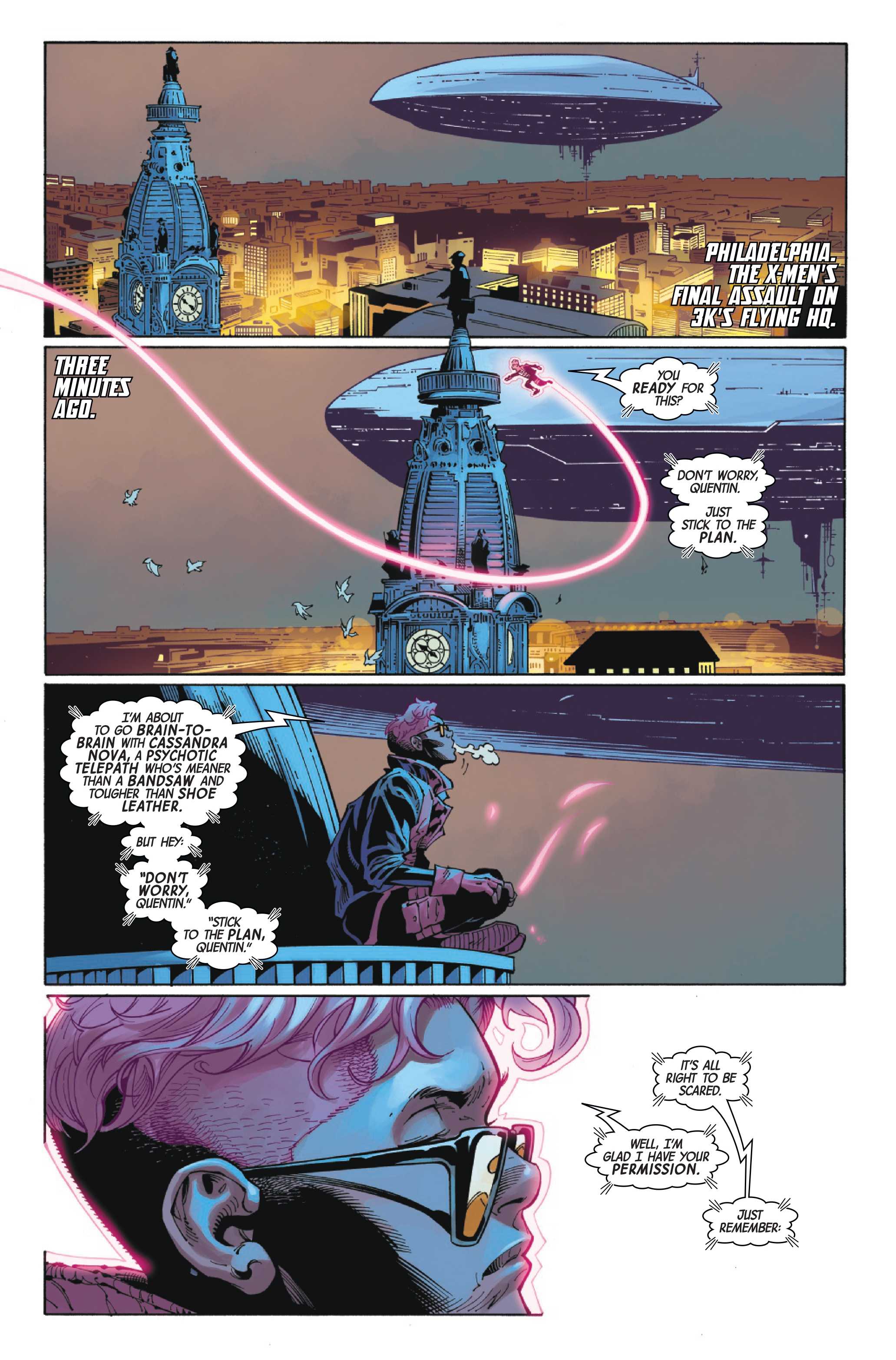 Quentin Quire prepares to fight Cassandra Nova in X-Men #37