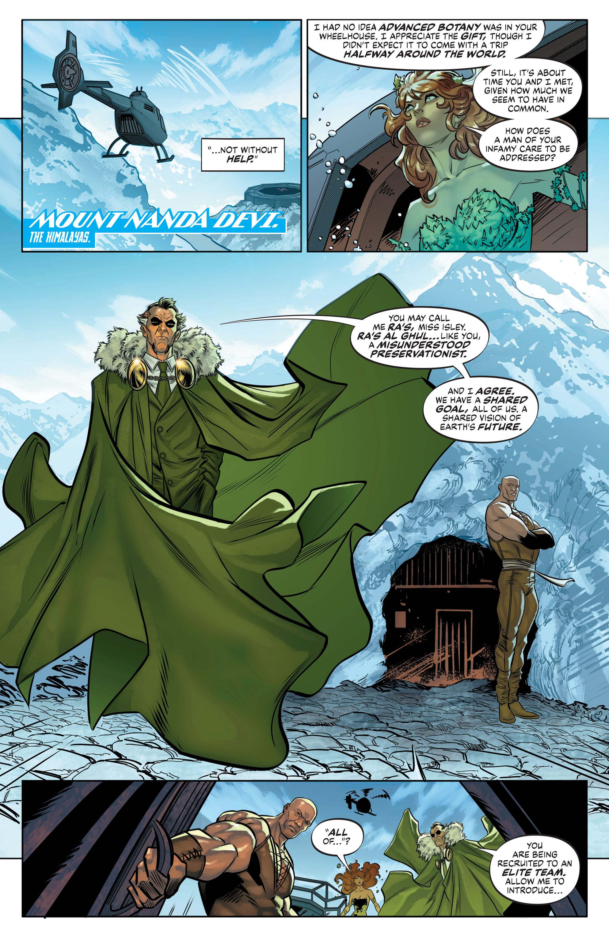 Ra's Al Ghul greets Poison Ivy in Batman Superman World's Finest #55