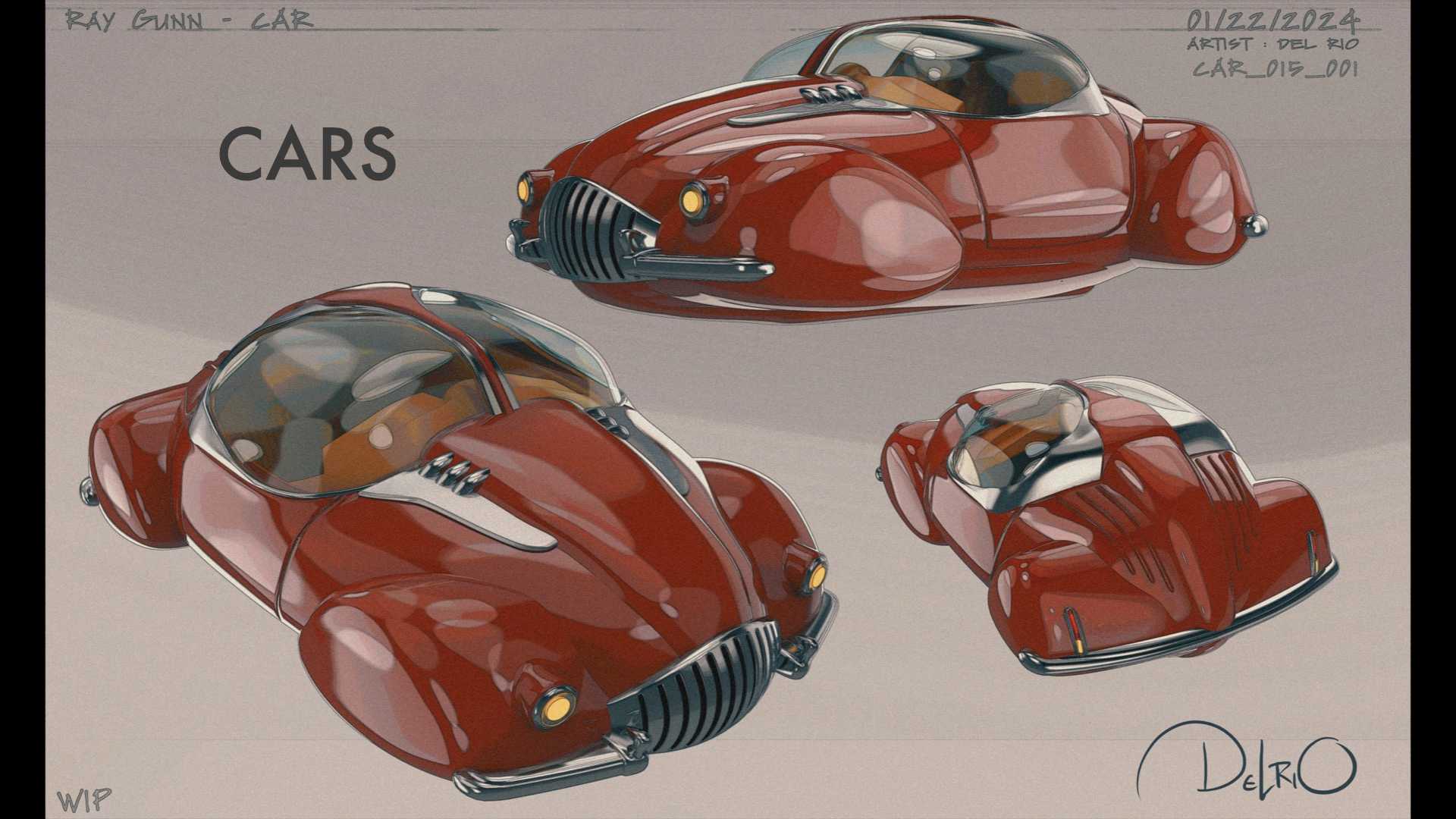 Ray Gunn concept art for flying car