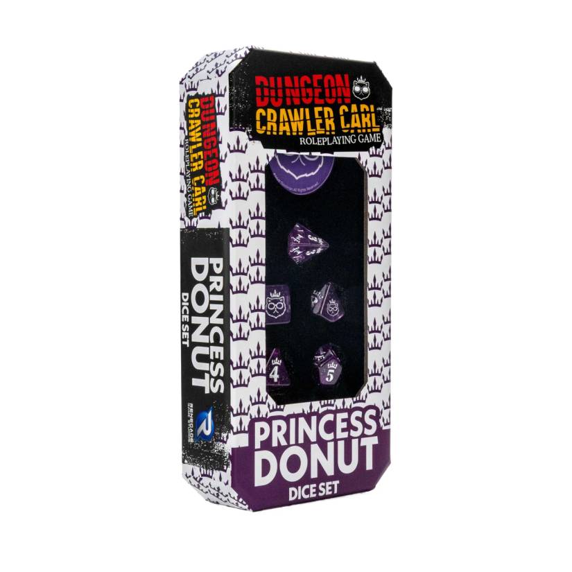 Image shows the Dungeon Crawler Carl RPG: Princess Donut Dice Set