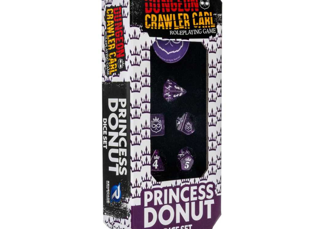 Image shows the Dungeon Crawler Carl RPG: Princess Donut Dice Set