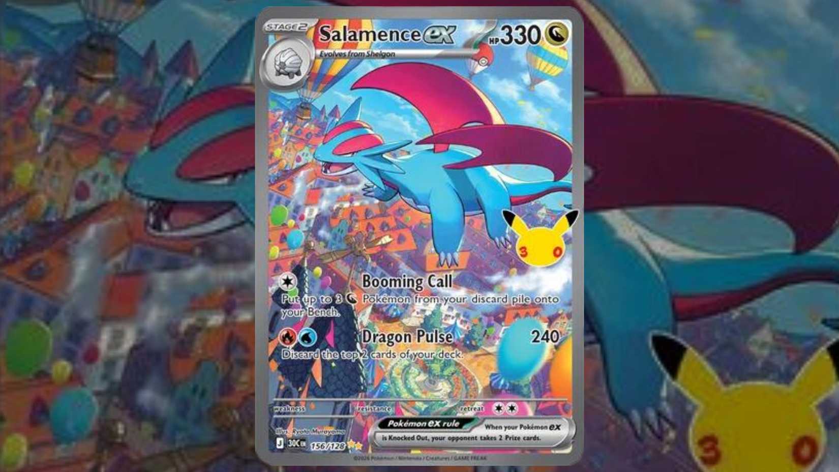 Salamence ex card 156 from Pokemon TCG 30th Celebration set