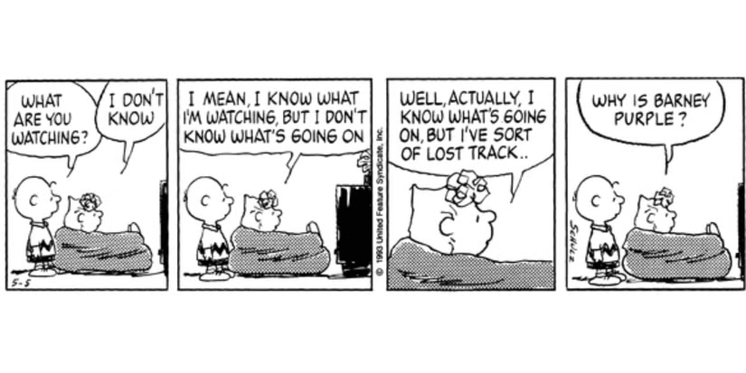 Sally's Barney Question Is a Perfect 1990s Time Capsule Peanuts comic strip