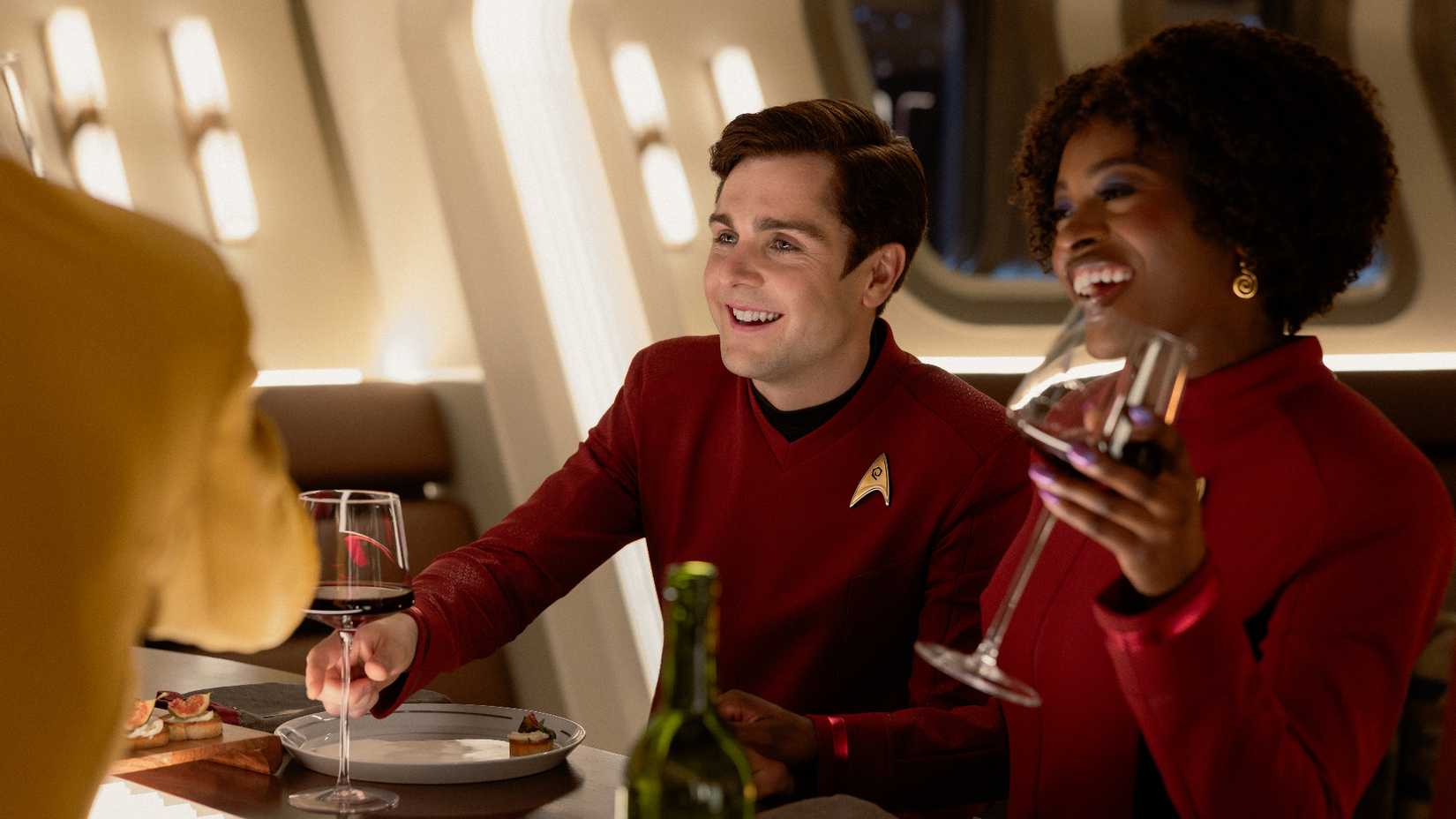 Scotty and Uhura at dinner