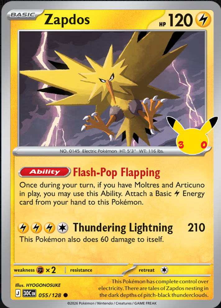 Zapdos by HYOGONOSUKE Pokemon 30th Celebration