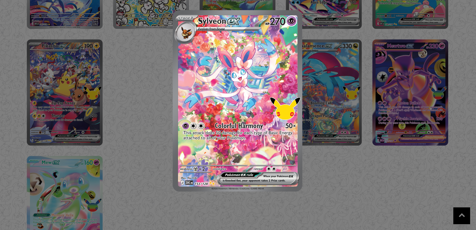 Image shows the 30th anniversary TCG card