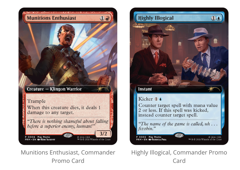 Image shows the brand-new Star Trek x Magic: The Gathering cards