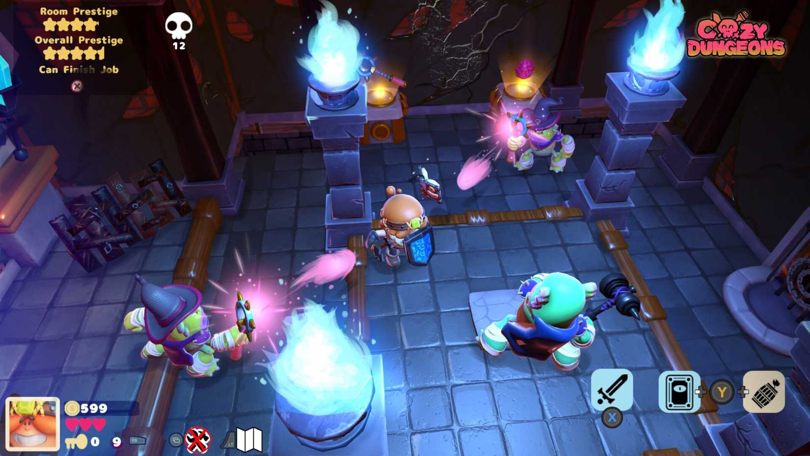 Screenshot of a a battle from the game Cozy Dungeons