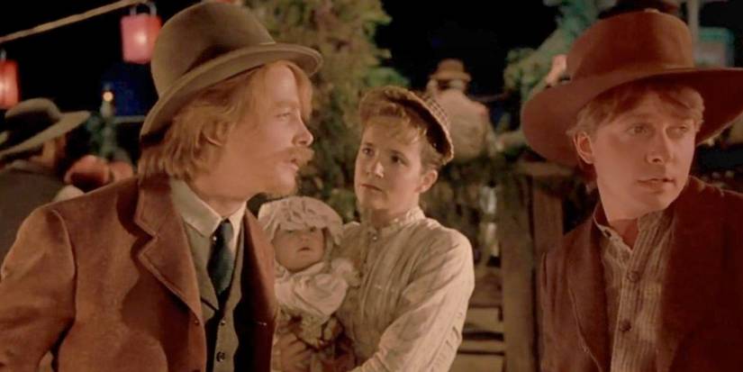Seamus, Maggie, William and Marty at the party in Back to the Future Part III