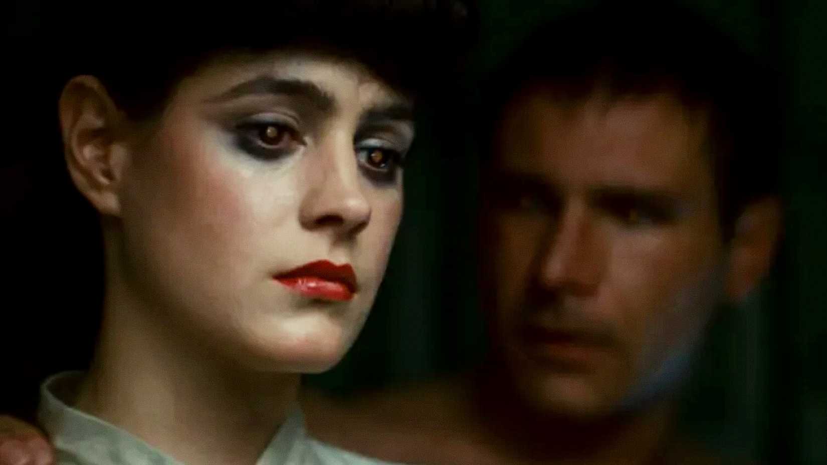 Sean Young's Rachael and Harrison Ford's Rick Deckard talk in Blade Runner