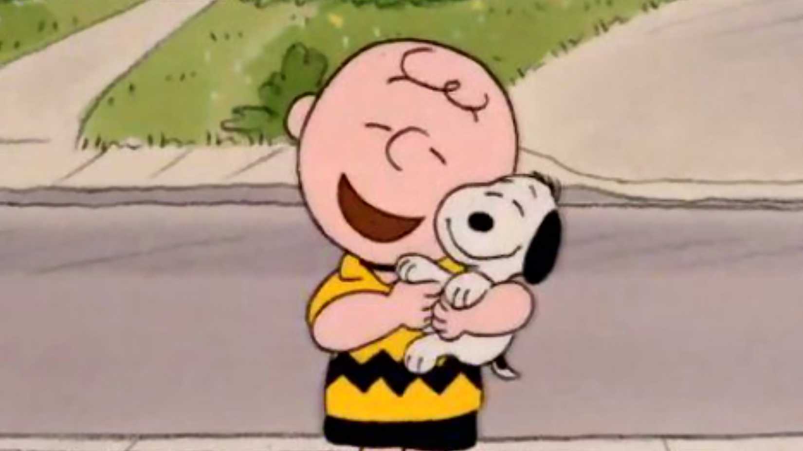 Charlie Brown taking Snoopy home