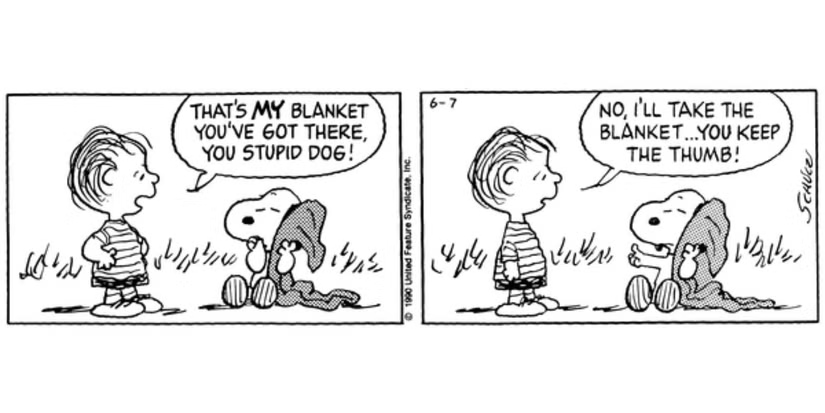 Snoopy's Attempt to Steal Linus' Security Blanket Is Classic Peanuts