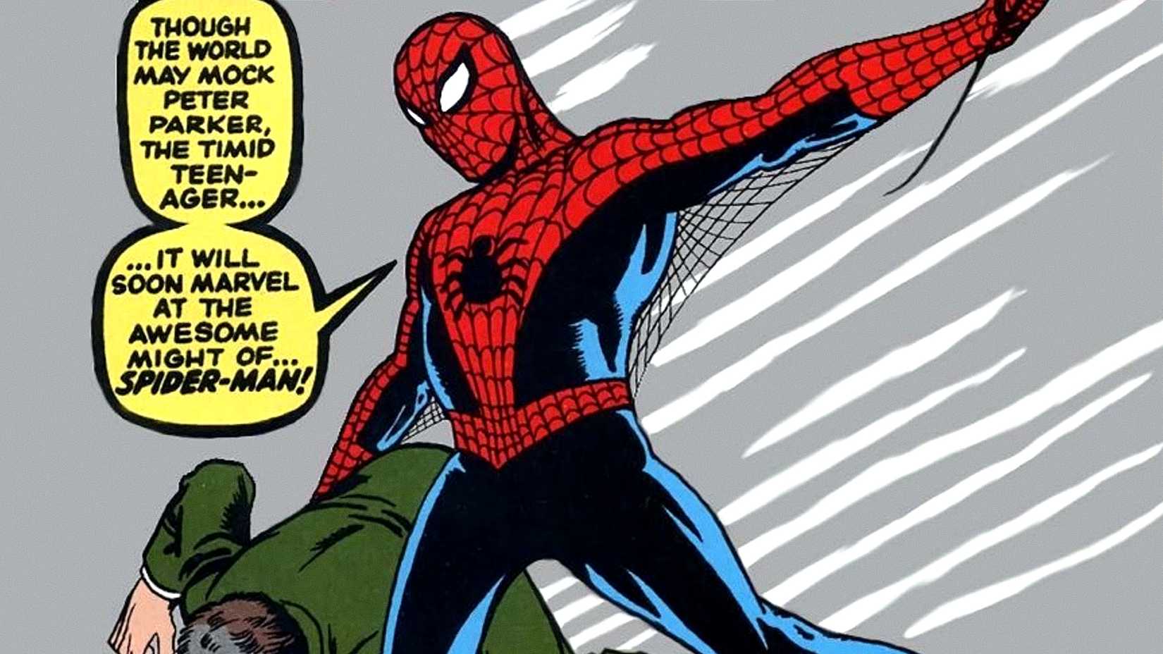 Spider-Man saves a civilian in Amazing Fantasy #15