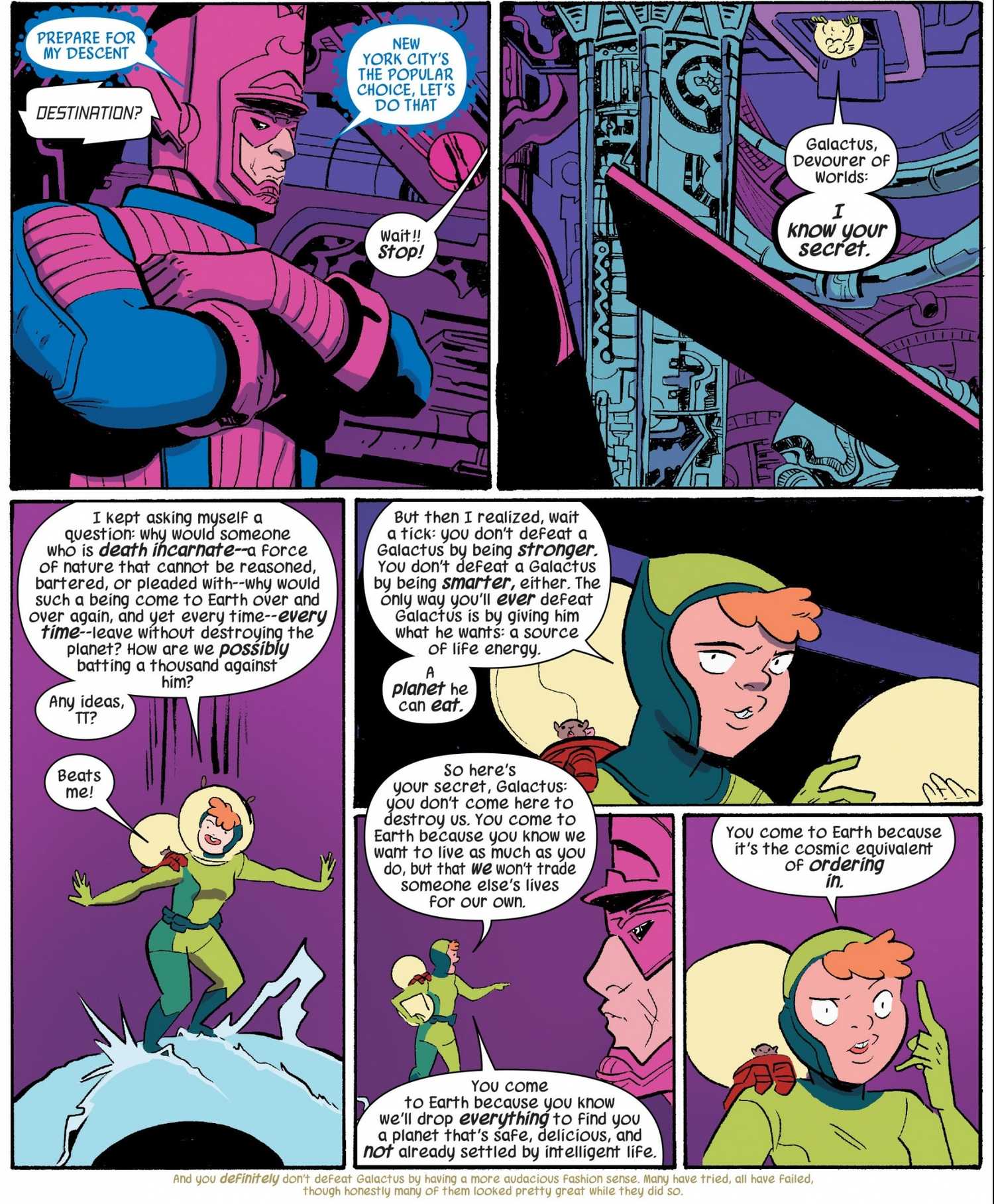 Squirrel Girl befriending Galactus in The Unbeatable Squirrel Girl 4 Marvel Comic image