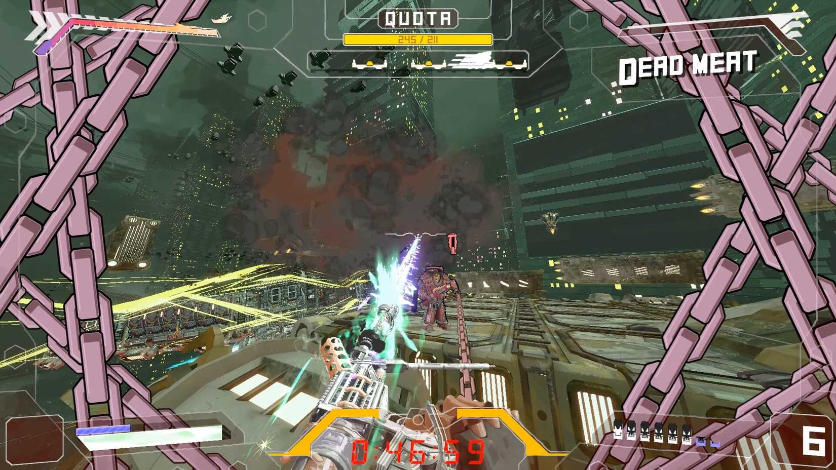 Image shows gameplay from Cyber Rail