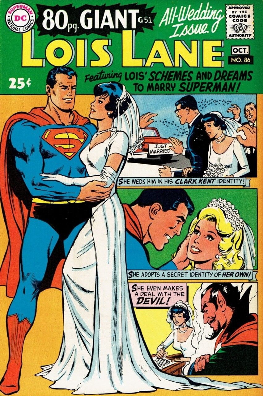 The cover of Superman's Girlfriend Lois Lane #80, promising the marriage of Superman and Lois Lane.