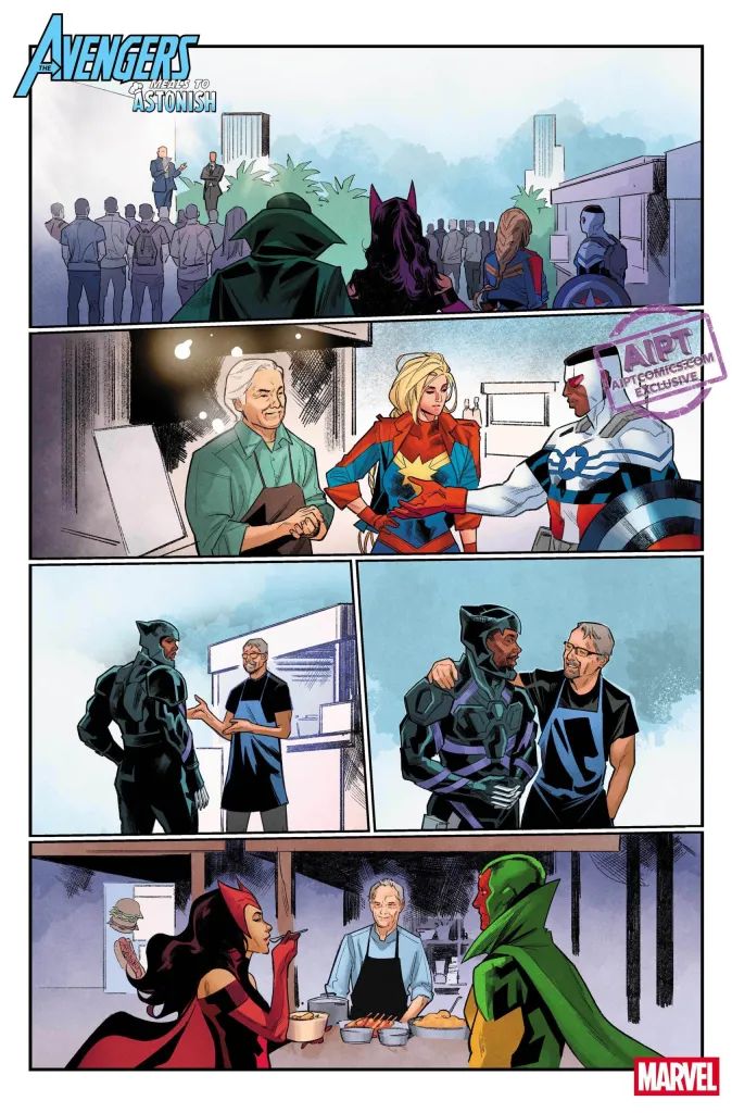 The Avengers attend a food event in Meals to Astonish Avengers #1