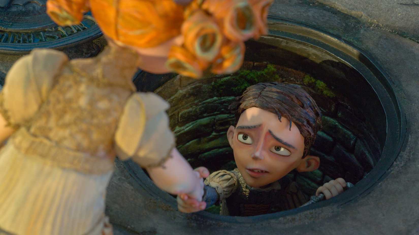 The Boxtrolls girl helping boy out of sewer