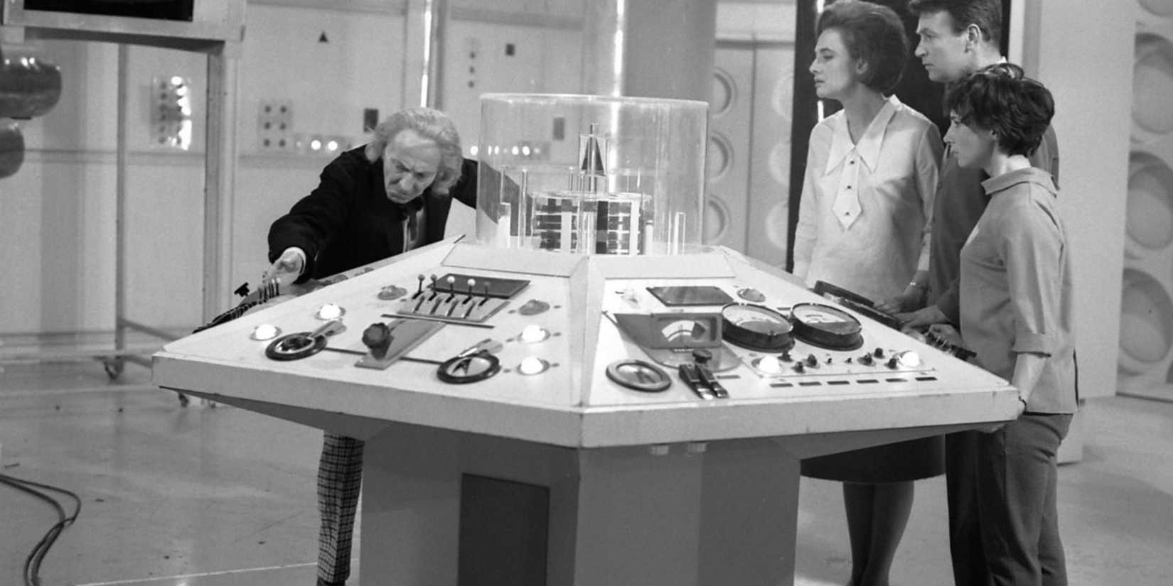The first Doctor and his companions in the TARDIS