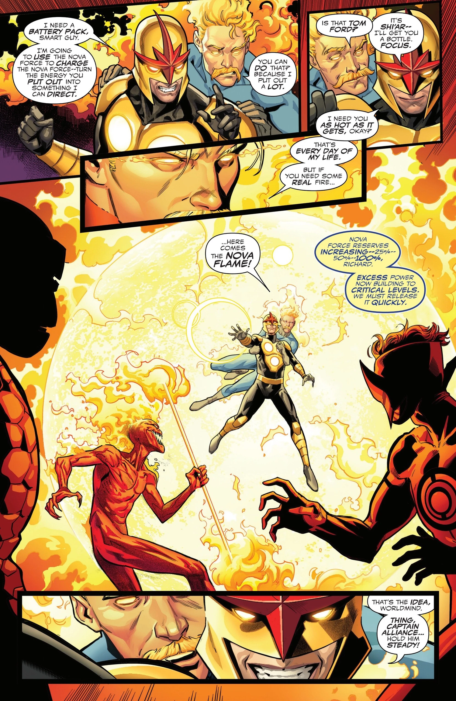 The Human Torch and Nova team up in Queen in Black