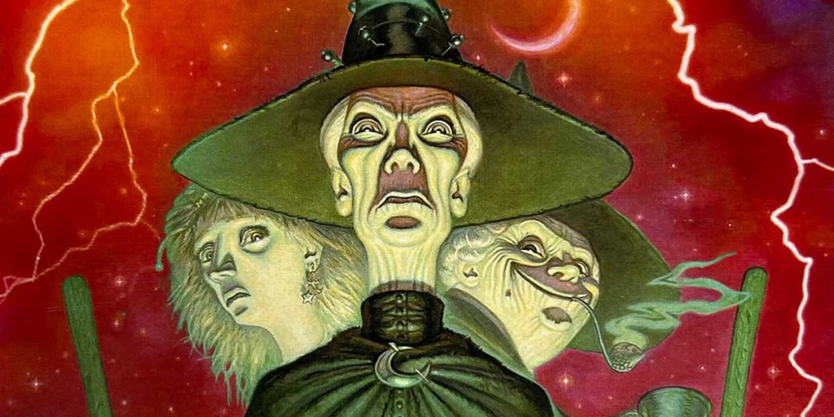 The Lancre witches in official Discworld art by Paul Kidby