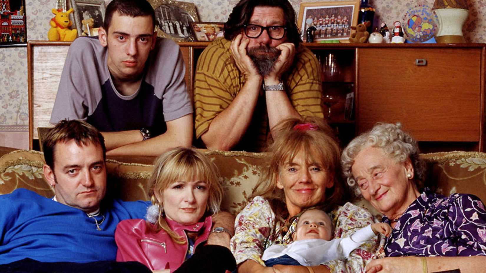 The Royle Family sitting on a couch in promo image