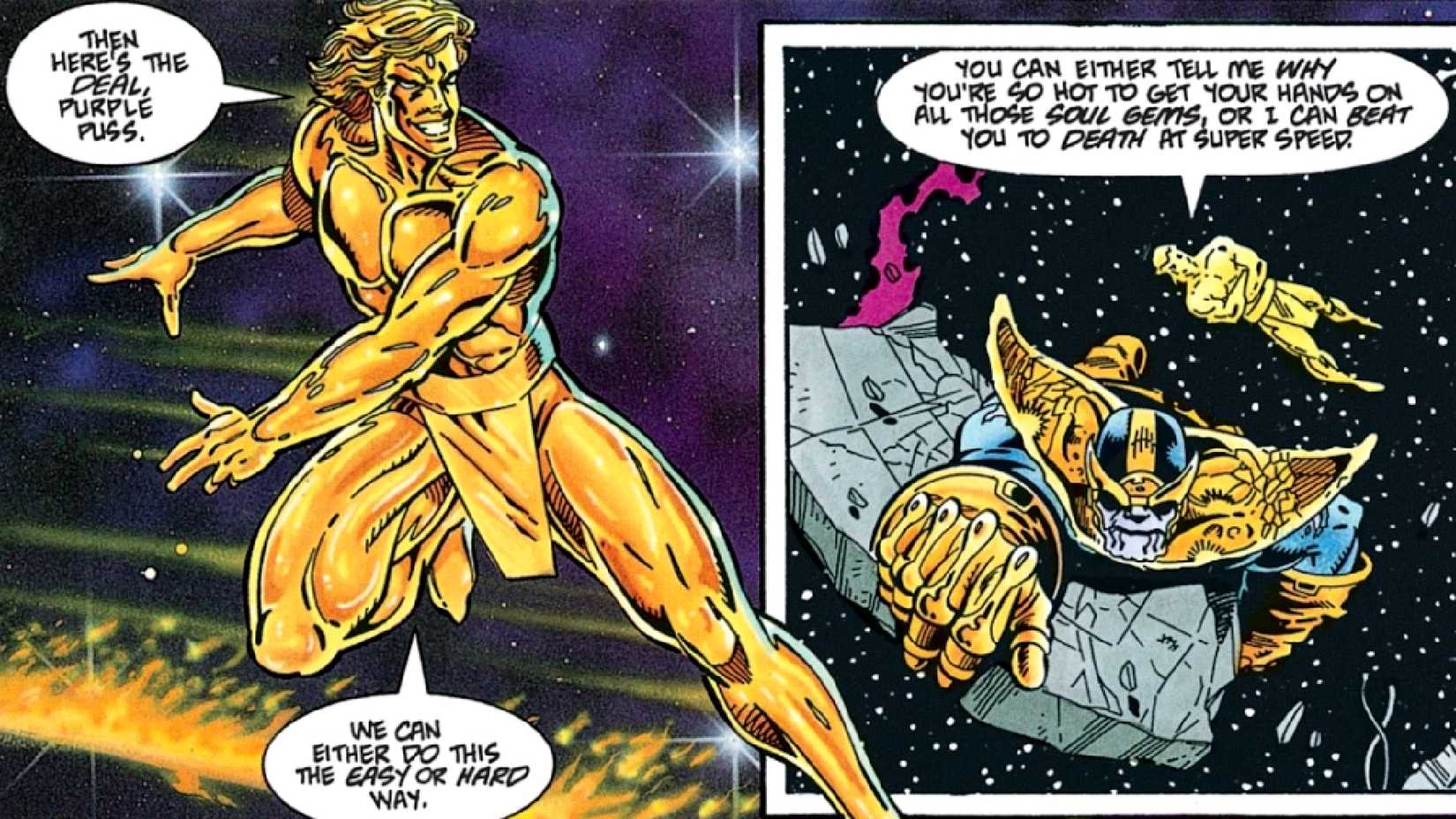 The Runner mocks Thanos in Marvel Comics