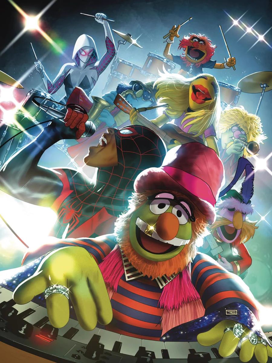 The Spider-Heroes play music with the Muppets in the Muppets Take the Marvel Universe