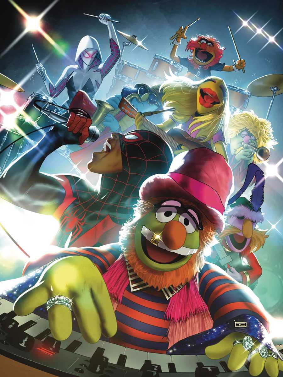 The Spider-Heroes play music with the Muppets in the Muppets Take the Marvel Universe