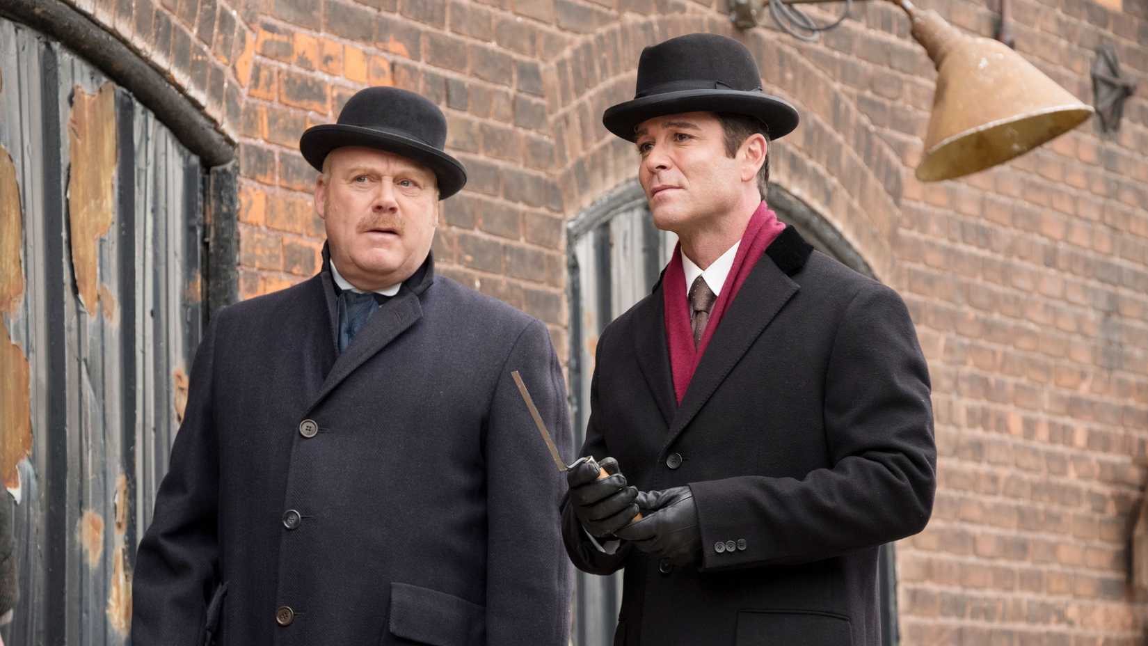 Thomas Craig, Yannick Bisson in Murdoch Mysteries' 'Murdoch Schmurdoch', (Season 11, ep. 1115, aired Feb. 26, 2018)