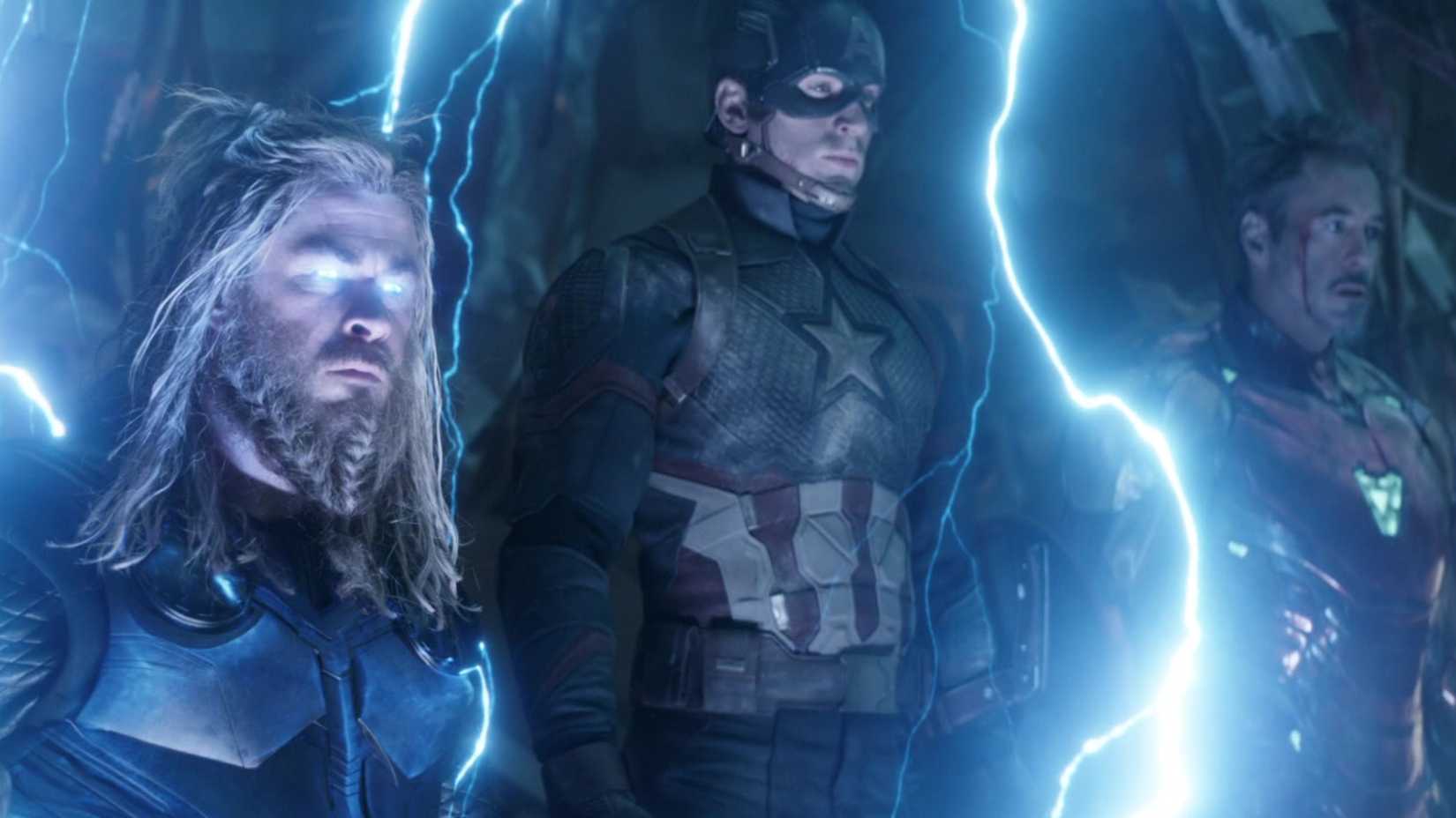 Thor Captain America and Iron Man in Avengers Endgame